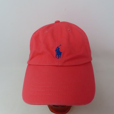 Vintage Polo Ralph Lauren Hat Cap Salmon Pink Pony One Size Strapback 90s USA 