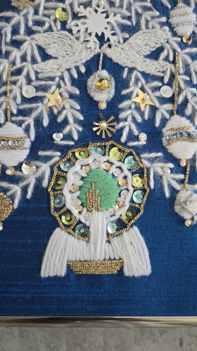 Kit De Broderie Noël Paragon NeedleCraft Vintage 1981 - Bleu - Pour Cadre 16x20