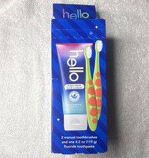 hello Dragon Dazzle Fluoride Toothpaste Blue Raspberry 4.2 oz 2 Toothbrushes