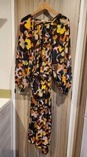 TU Floral Midi Shirt spring Dress Size 20 R Round Neck Balloon Sleeve Belted