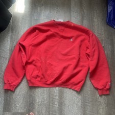 Large Champion Men's Vintage Pullover Crewneck Sweatshirt Red Stains