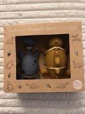 Natural Rubber Dinosaur Bath Toys Mold Proof, Fully Sealed Close BPA FREE