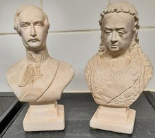 Pair Of Robinson & Leadbeater Parian Jubilee Busts of Queen Victoria & Albert