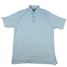 FootJoy FJ Polo Men's Large Blue White Striped Golf Performance Stretch Shirt