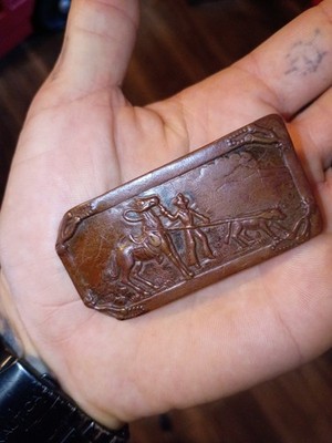 Vintage Copper Western Horse Rider Belt Buckle Handmade Rustic Patin (NJL029998)