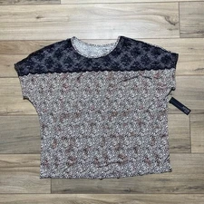 Apt 9 Womens Intimates Leopard Print Lace Dolman Short Sleeve Top Size XL