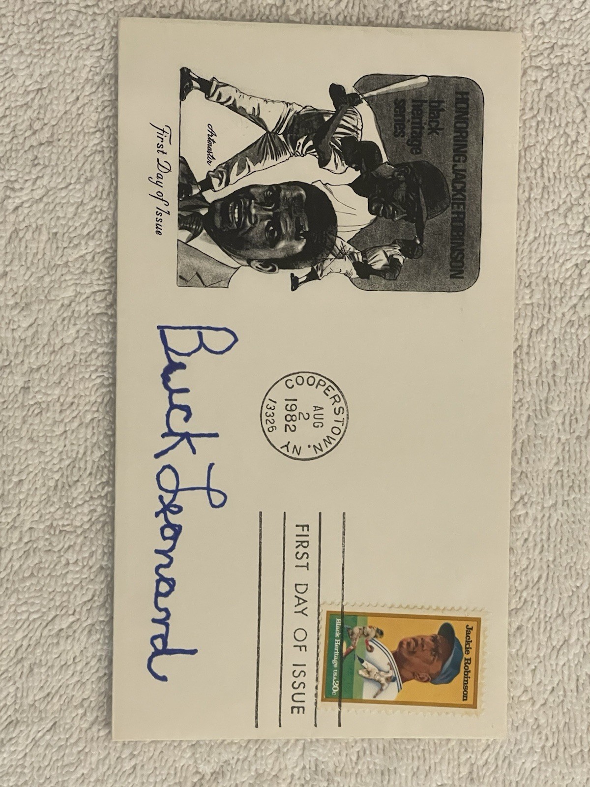 Buck Leonard Autographed Signed Giants 1982 Jackie Robinson First Day Cover Negro League HOF JSA 