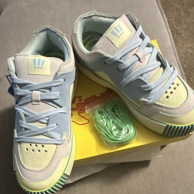 MSCHF Gobstomper Off-Lemon Low Top Lace-Up Colorblock Sneakers Blue/Beige/Green