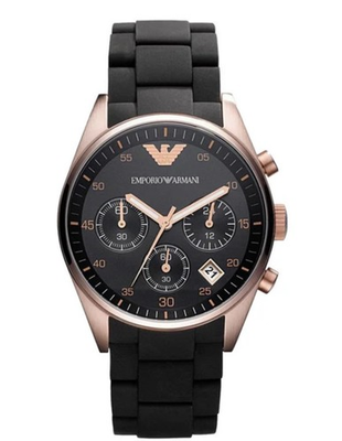 #ad EMPORIO ARMANI AR5905 Sportivo Men#x27;s Watch Black Silicone Bracelet Chronograph $100.00