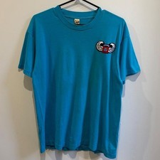 VTG 80s Airborne 82nd Division Aqua Blue Tee Shirt Made In USA Single Stitch (L)