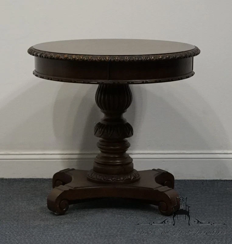 BERNHARDT FURNITURE Contemporary Traditional Bookmatched Mahogany 28" Round A... - Image 4 of 4