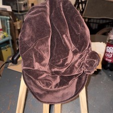 Vintage Brown Velvet Hat With Flower