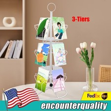 3 Tier Greeting Card Rack Spins 12 Pocket Black Retail Display Rotating Holder