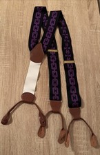 Dooney Bourke Suspenders Mens Purple Black Chain Pattern Leather Y-Back