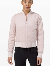Lululemon Non Stop Bomber Jacket Reversible Nylon Women Size 4 Apricot Full Zip