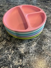 Toddler Plates 5 Pack, Divided Suction Plates for Baby, Food Grade Silicone