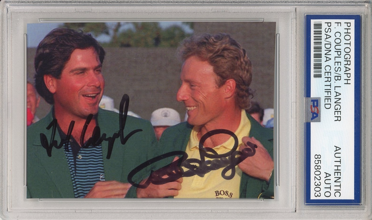 Fred Couples Autographed Signed & BERNHARD LANGER MASTERS JACKET WIN PHOTO PSA DNA 