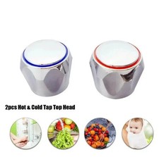 2pcs Hot & Cold Tap Top Head Faucet Cover Chrome Plated Replacement Set Kitchen