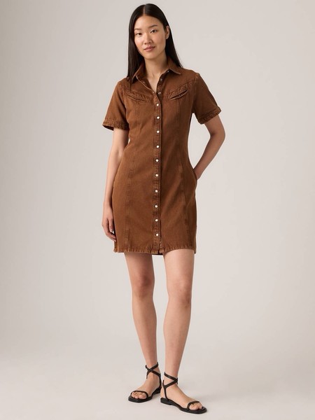 Levi’s Rinoa Denim Short Sleeve Button Down Brown Dress 100% Cotton Dress Large