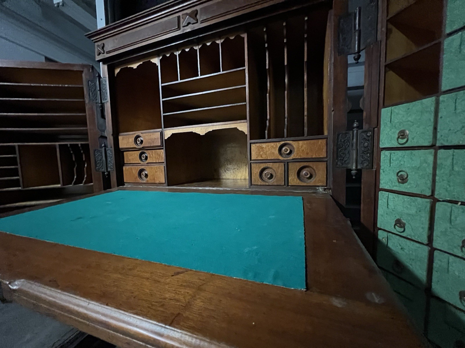 Antique 19th C. WOOTON DESK - STANDARD GRADE BURL WALNUT PATENT PAT