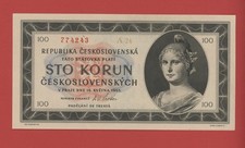 CZECHOSLOVAKIA  100  KORUN  1945  PICK # 67a  UNC.