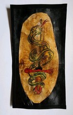 vintage unknown production color snake dagger tattoo flash cut texas 5x9.5