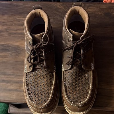 Twisted X Blends MCA0032 Men's Brown Leather Woven Moccasin Lace-Up 11.5 M