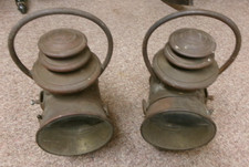 1905 1910 Era Vintage Gray Davis Brass Automobile Lights Pair As Found