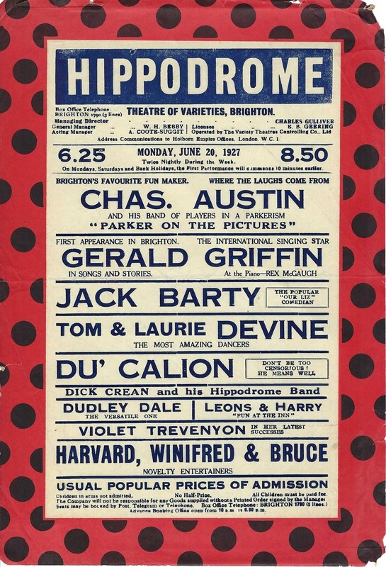 New York Hippodrome Theatre Herald Flyer Ad, Charles Austin, Jack Barty, 1927
