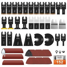 152pc Oscillating Multi Tool Blades Curved Saw Metal Wood Sandpaper Complete Kit