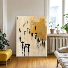 Hand Painted Abstract Character City Art Canvas Oil Painting Modern Minimalist U