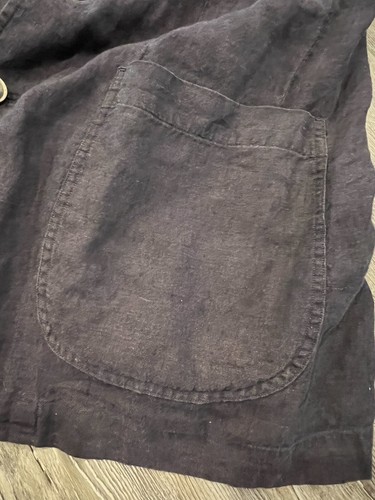 UNITED ARROWS Women’s Navy Blue Woven 100% Linen Pockets Slit Unlined Blazer XL - Picture 7 of 12