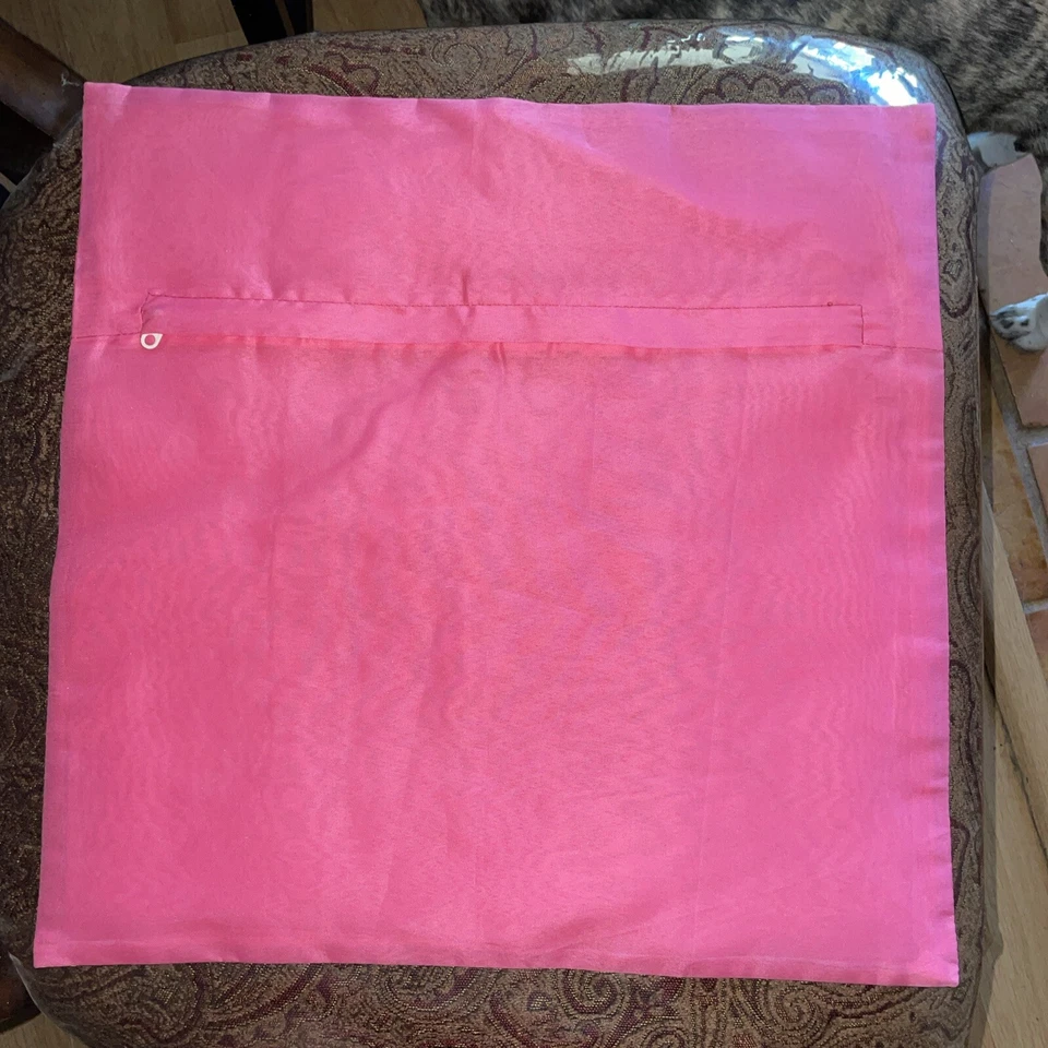 Capa de almofada brocado de seda fronhas indianas 4 decoração feita à mão 16x16" nova - Imagem 4 de 4