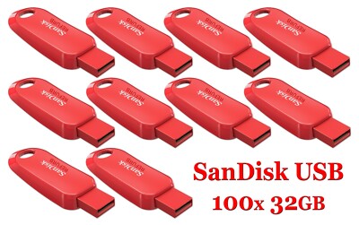 LOT 100x SanDisk Cruzer Snap USB 2.0 Flash Drive 32GB SDCZ62-032G