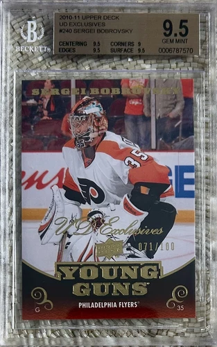2010-11 UPPER DECK YOUNG GUNS EXCLUSIVES /100 SERGEI BOBROVSKY RC BGS 9.5