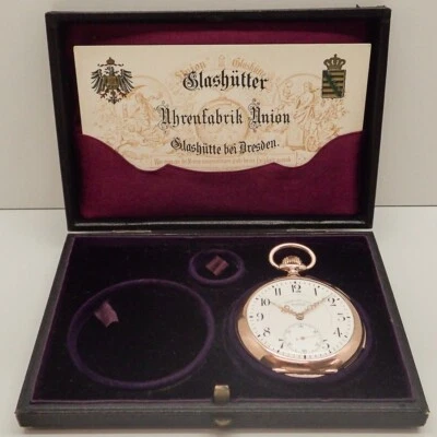 UNION GLASHÜTTE REPETITION VIERTEL STUNDE QUARTER REPEATER 54mm UHR BOX PAPIERE - Bild 1 von 4