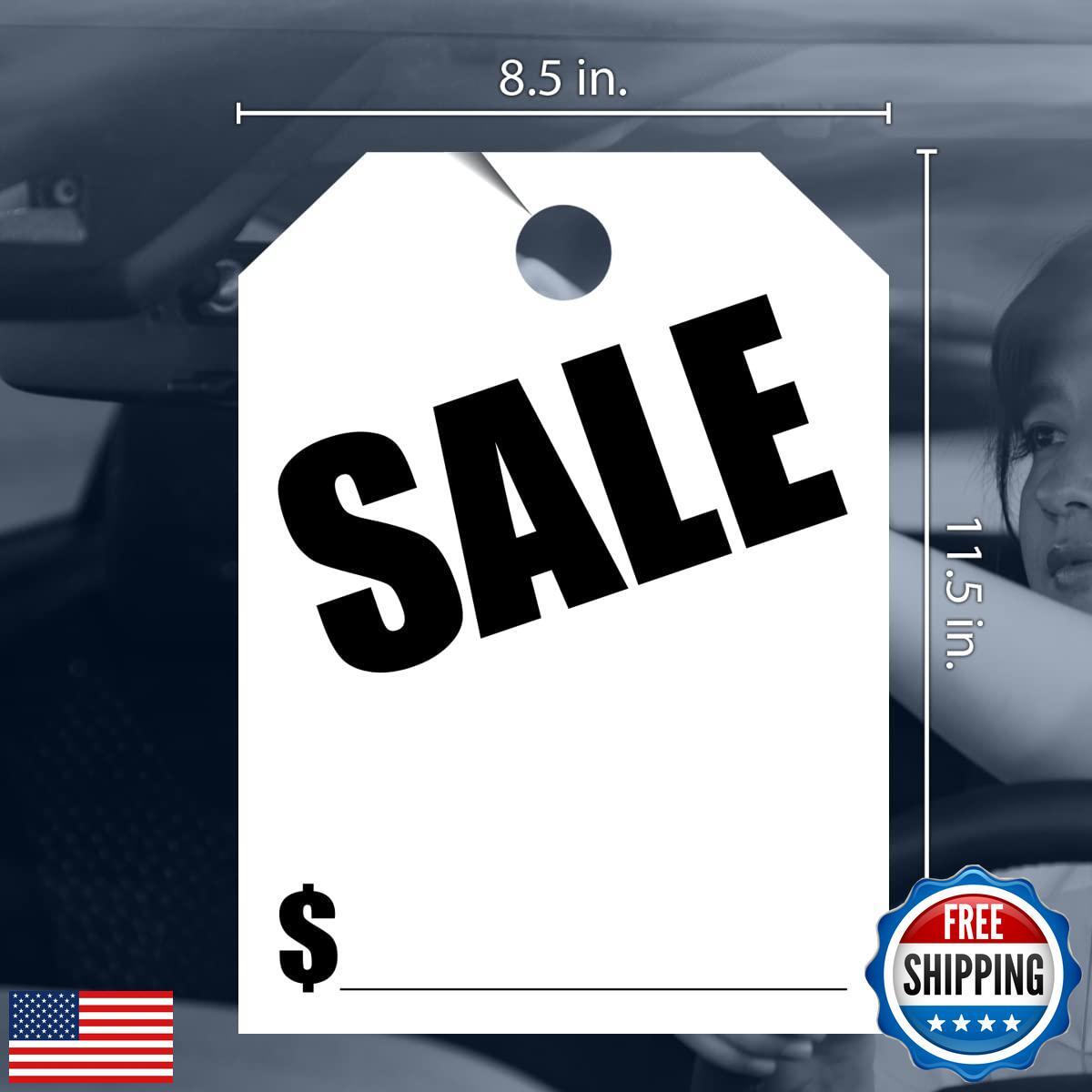 Versa-Tags Car Mirror Hang Tags - 8.5" x 11.5", Slogan-Sale, Pack of 50, Perf