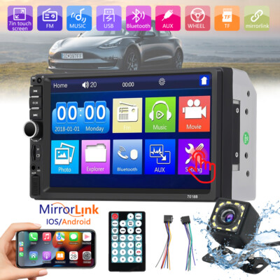 7'' Car MP5 Player Double 2 DIN Bluetooth Touch Screen Stereo Radio With Camera