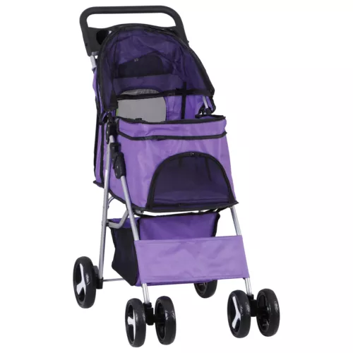3/4-Wheels Pet Stroller Folding Dog Stroller w/ Safety Belt and Cup Holder - Picture 78 of 87