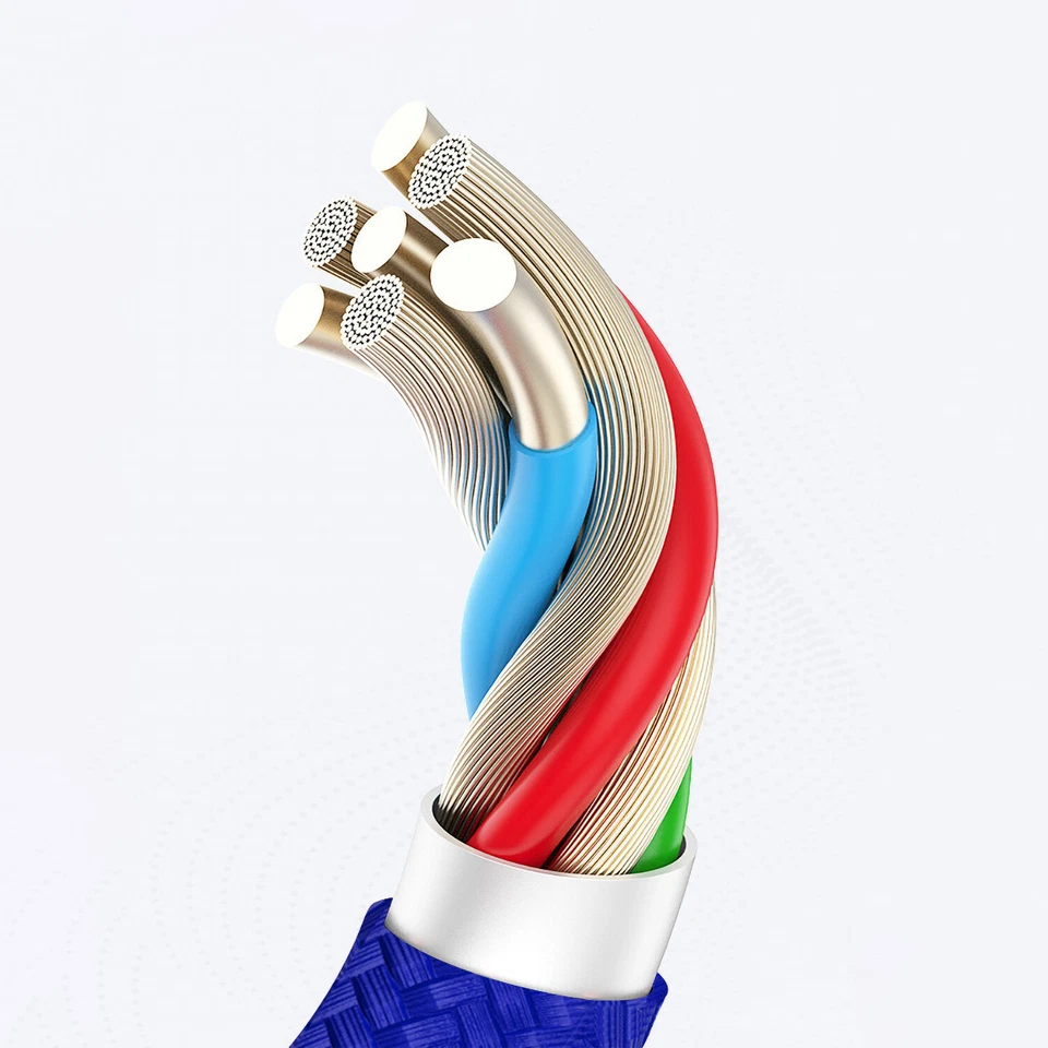 40W Fast Charging USB-A to C Cable Coiled Spring Nylon Braided Cord for Samsung - Image 3 of 4