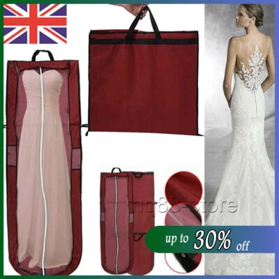 Breathable 72" Long Wedding Dress Cover Prom Bridal Gown Garment Storage Zip Bag