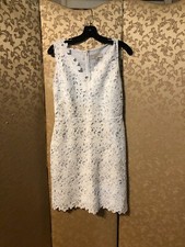 Ann Taylor Blue White Floral Eyelet Embroidered Dress Size 6