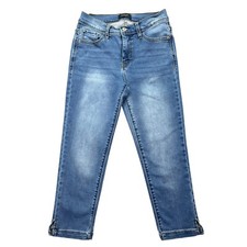 Curve Appeal Denim Jeans Ankle Slit Hem High Rise Medium Wash Sz 2/26 Fits 25"