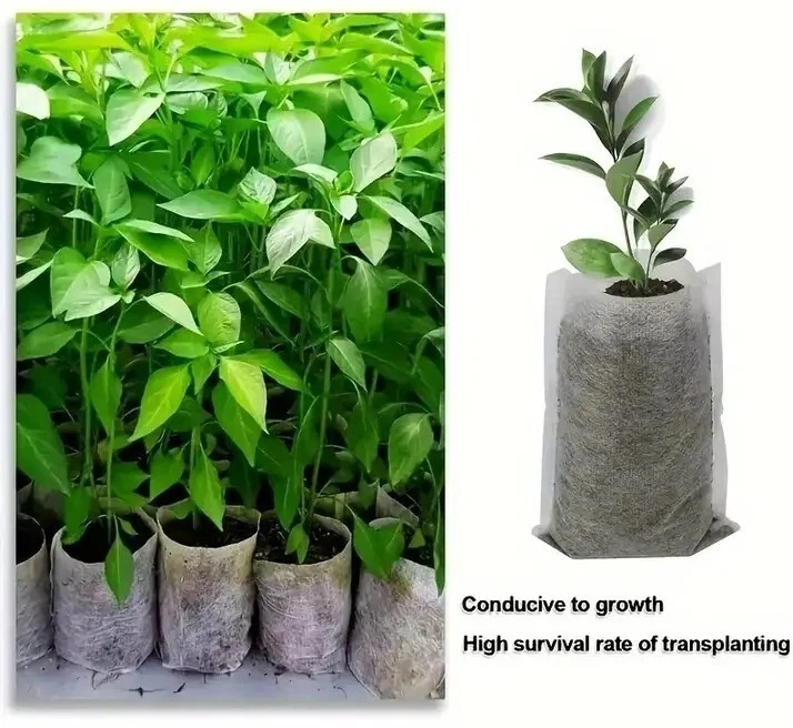 Biodegradable Seedling Seed Plant Grow Bag X 50 Non Woven Pots Garden Transplant - Image 2 of 4