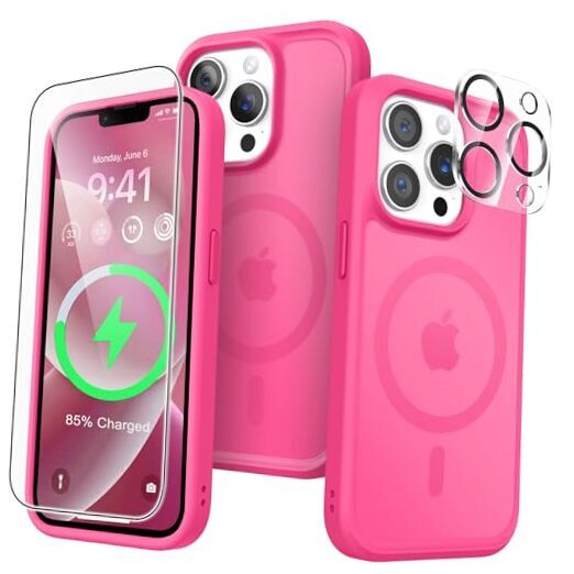 Funda Magnética Fuerte para iPhone 13 Pro, [Compatible con Magsafe] Rosa Caliente