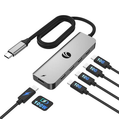 10Gbps USB C Hub，5 Ports USB C 3.2 Gen 2 Splitter with 100W Power Delivery，Al...