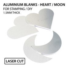 Aluminium Blanks - Cute Heart Moon Shape  - DIY Stamping Packs - 1.5mm Thick