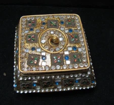 VINTAGE SPARKLY TRINKET BOX - MADE IN INDIA