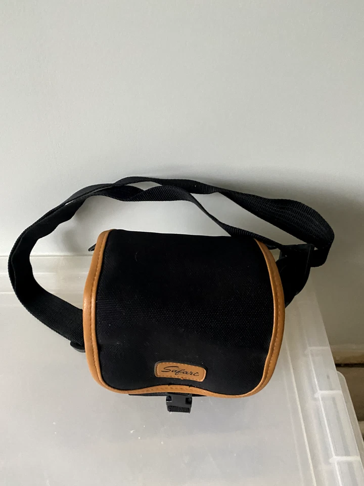 Safari Camera Bag Black Brown Padded w/ Strap 7"x6"x4" DSLR Compact Case - Image 2 of 4