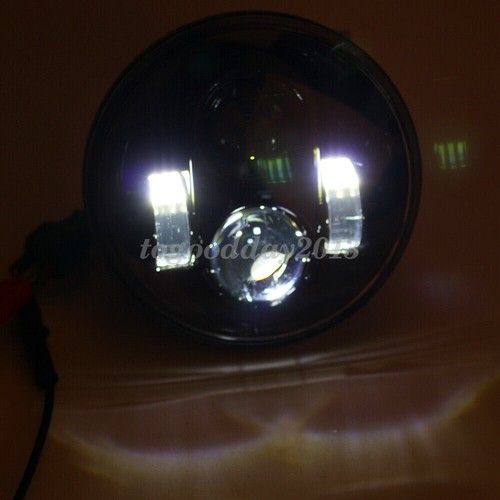 Black 5.75" Motorcycle 5-3/4'' LED Headlight HI-LO Beam DRL For Harley Davidson - Picture 7 of 10